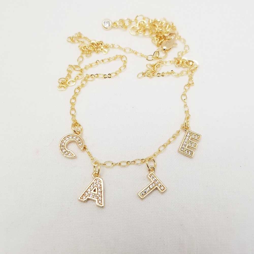 CATE Name Necklace/Choker. 18K Gold Plated. New